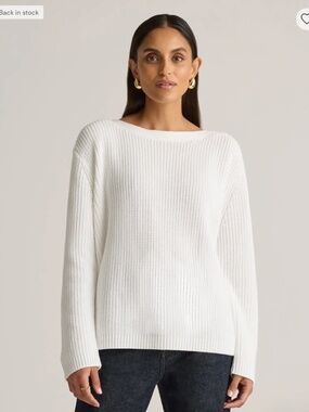 White Quince Fisherman Boatneck cotton sweater